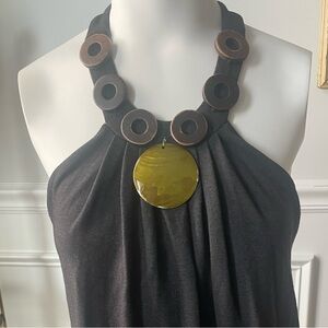 Prairie New York Charcoal Camisole with Bold Necklace